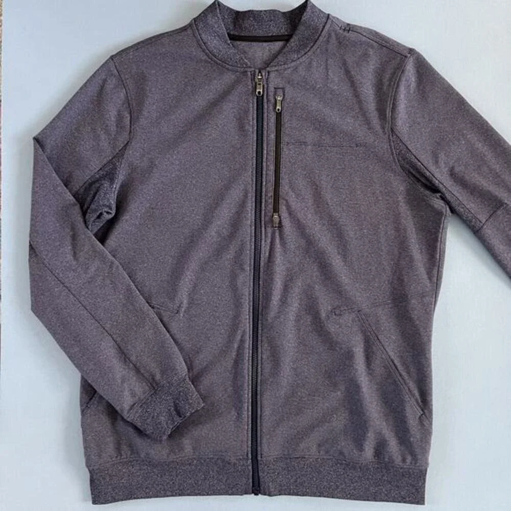Lululemon Six‎ Pack Heathered Deep Navy Blue Athletic Bomber Jacket